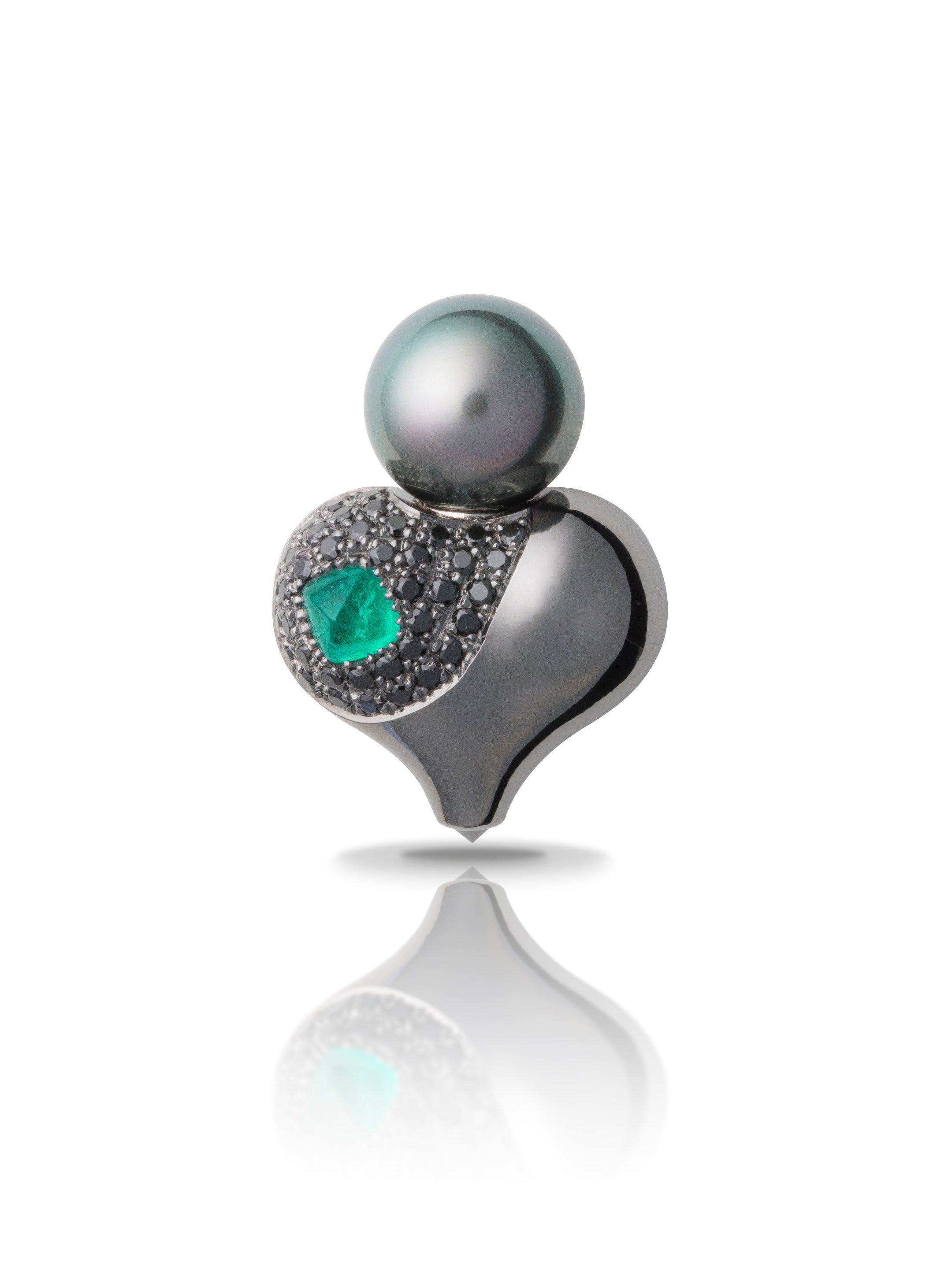 Black Gold Tahiti Pearl Earring with 3D Pave Spinels and