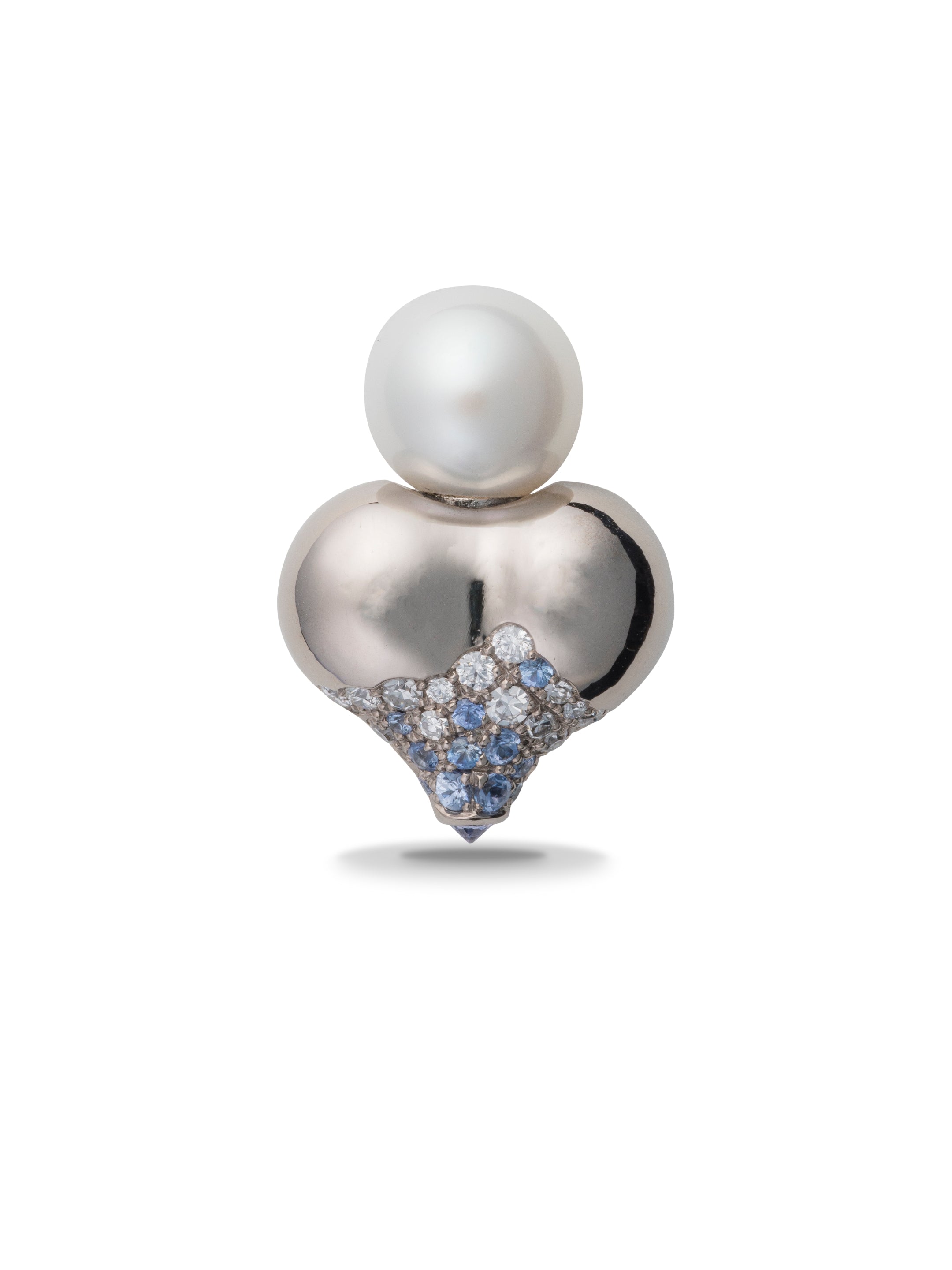 Palladium White Gold Akoya Pearl Earring with Puffed Pave